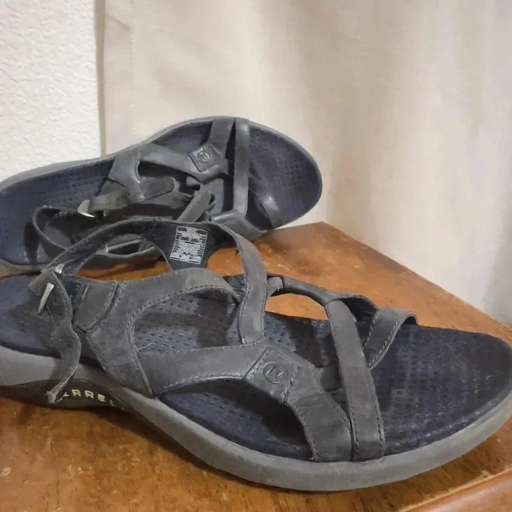 Merrell Agave Women's Sandals Navy Blue Leather Strappy Adjustable Size 8 Hiking